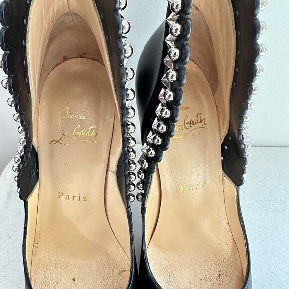 Christian Louboutin Womens Roucouloulou Pumps High Heel Black Studded Size 35 - Picture 9 of 16